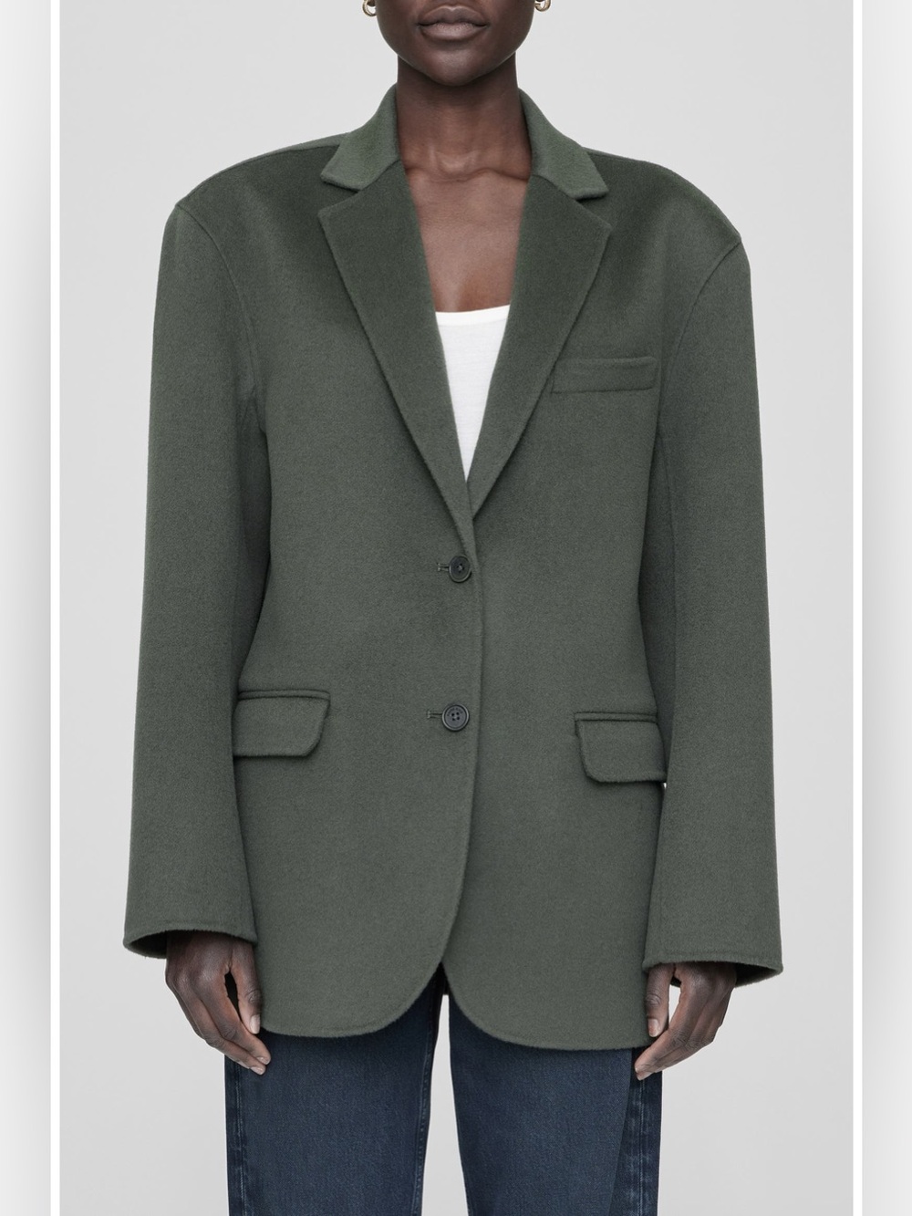 ANINE BING Quinn Blazer olive cashmere blend Medium